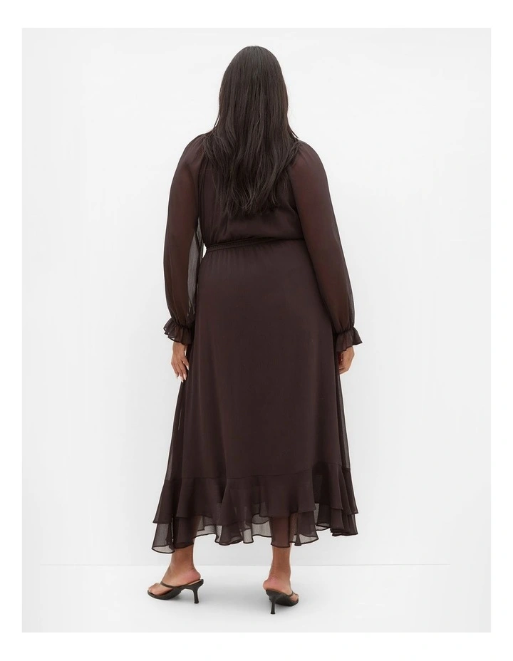 Plus Size Glam Frill Maxi Dress in Espresso image 2