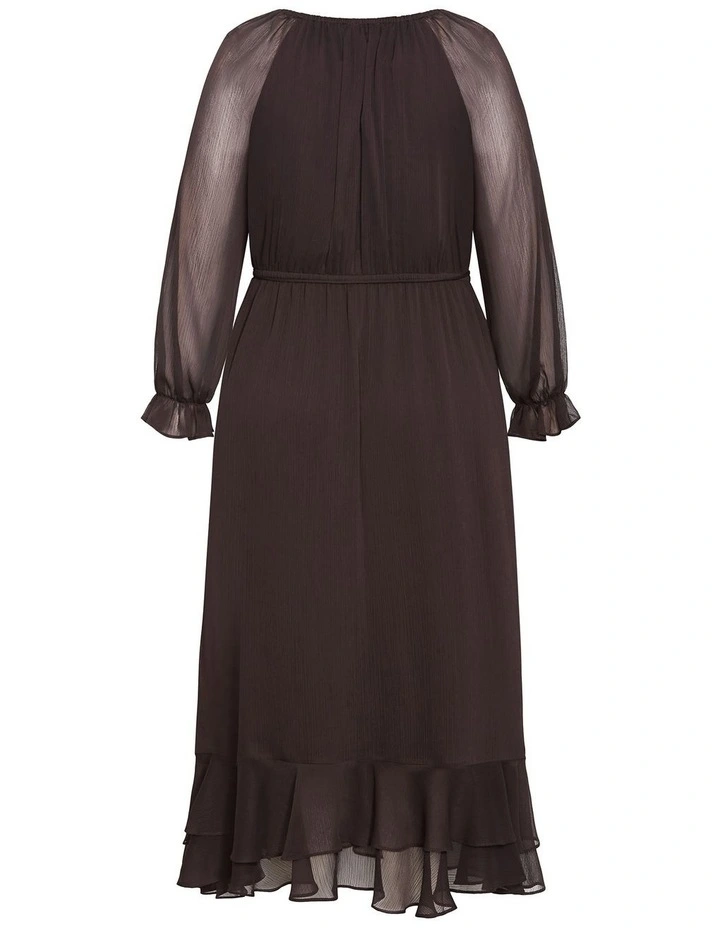 Plus Size Glam Frill Maxi Dress in Espresso image 4