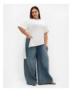 Plus Size Zanzibar Asymmetrical Side Tie Tee in Ivory