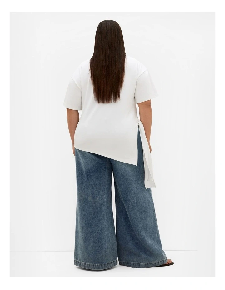 Plus Size Zanzibar Asymmetrical Side Tie Tee in Ivory image 2