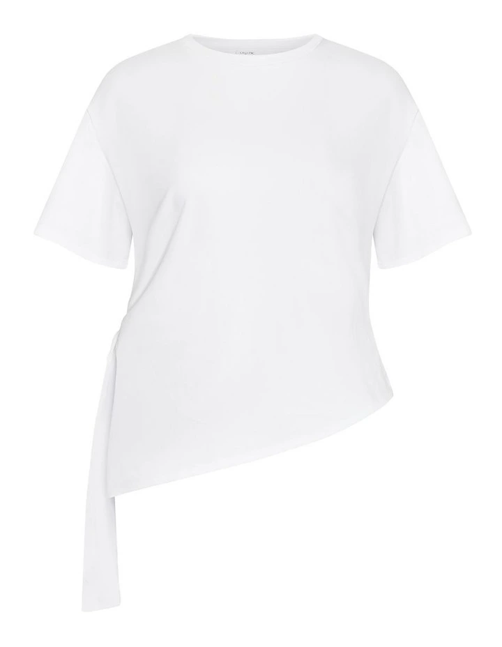 Plus Size Zanzibar Asymmetrical Side Tie Tee in Ivory image 3
