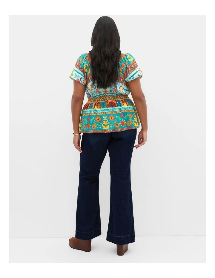Plus Size Amaria Print Tie Front Top in Alpine Green image 2