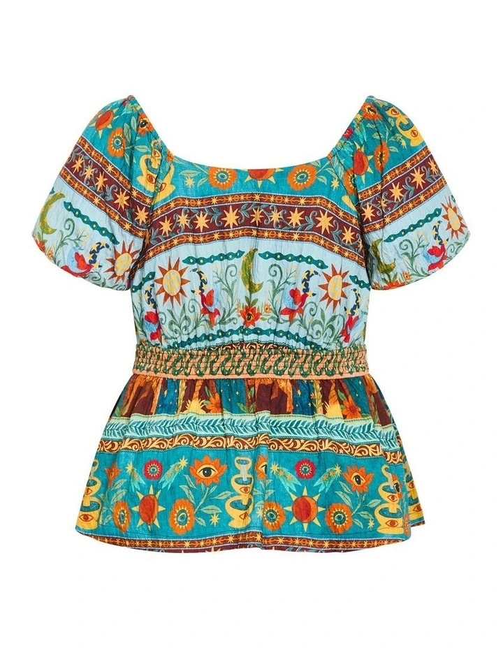 Plus Size Amaria Print Tie Front Top in Alpine Green image 4