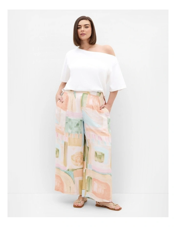 Plus Size Alexi Trance Print Pant in Salmon image 1