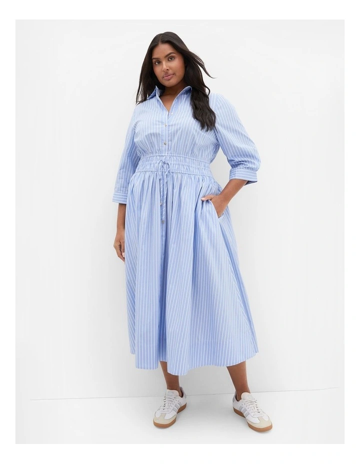 Plus Size Lana Elbow Sleeve Shirt Dress in Sky Blue image 1