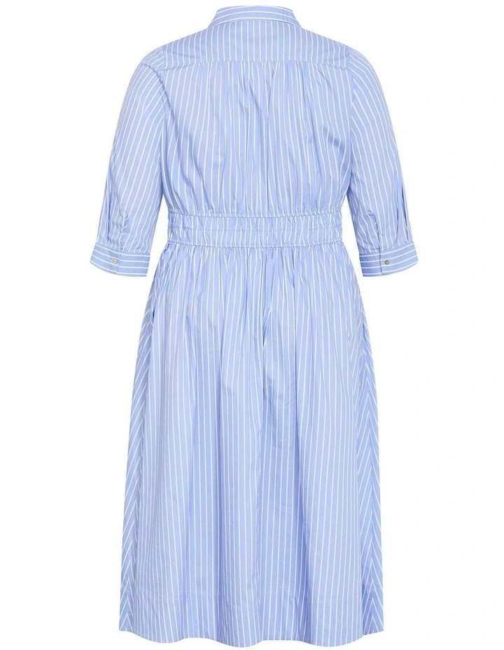 Plus Size Lana Elbow Sleeve Shirt Dress in Sky Blue image 4