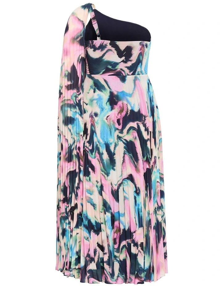 Plus Size Eloura One Shoulder Rippled Print Maxi Dress in Ultra Pink image 4