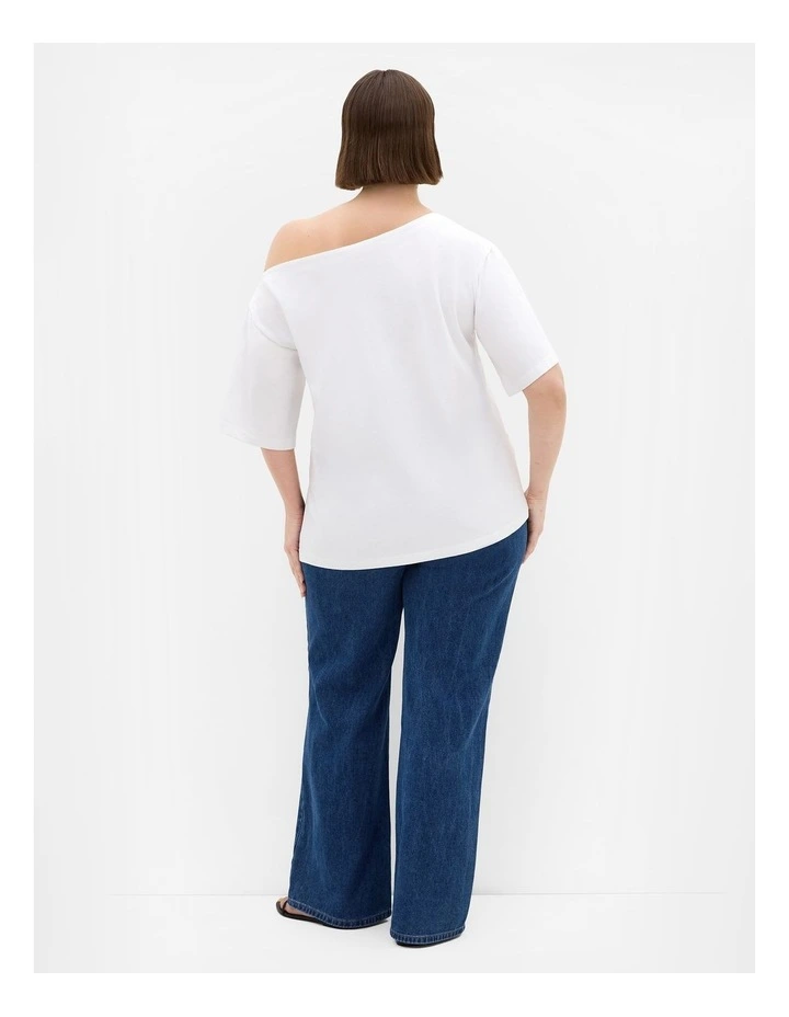 Plus Size Asymmetrical Cotton Tee in Ivory image 2