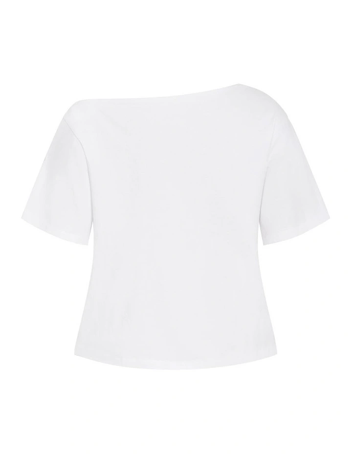 Plus Size Asymmetrical Cotton Tee in Ivory image 4