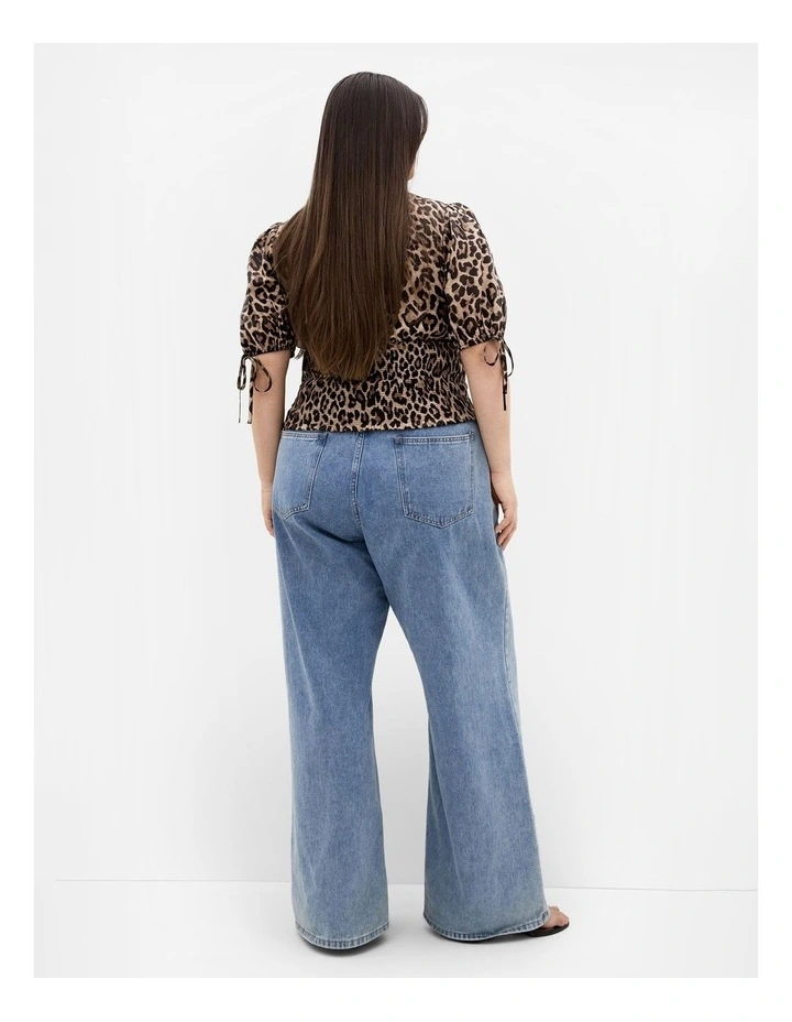 Plus Size Frankie Leopard Print Shirred Top in Dark Chocolate image 2