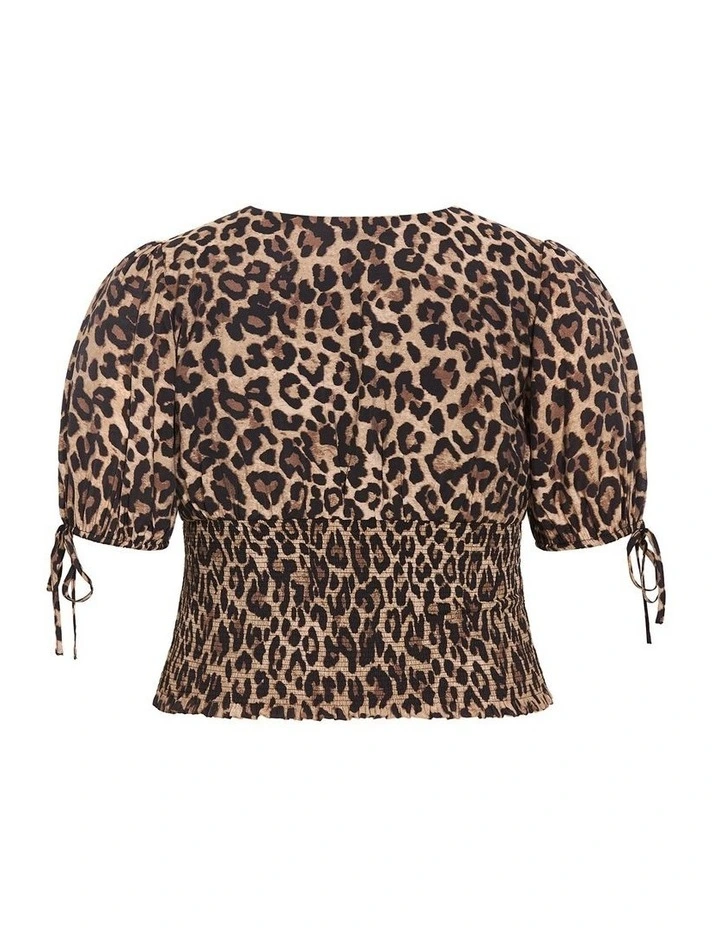 Plus Size Frankie Leopard Print Shirred Top in Dark Chocolate image 4