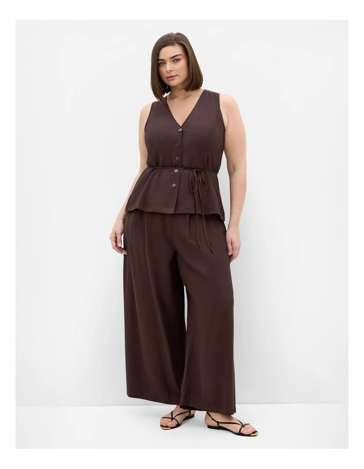 Plus Size Evani Tie Waist Vest in Chocolate image 1