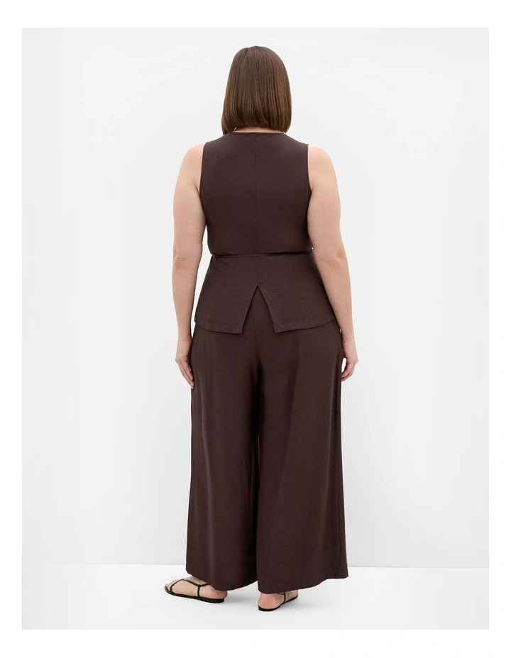 Plus Size Evani Tie Waist Vest in Chocolate image 2