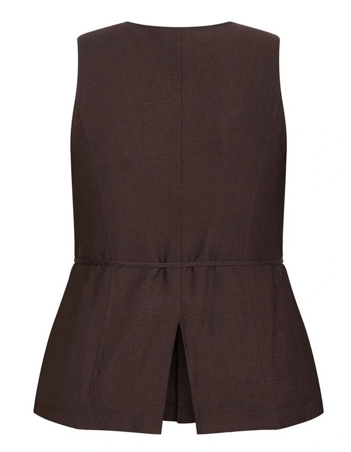 Plus Size Evani Tie Waist Vest in Chocolate image 4