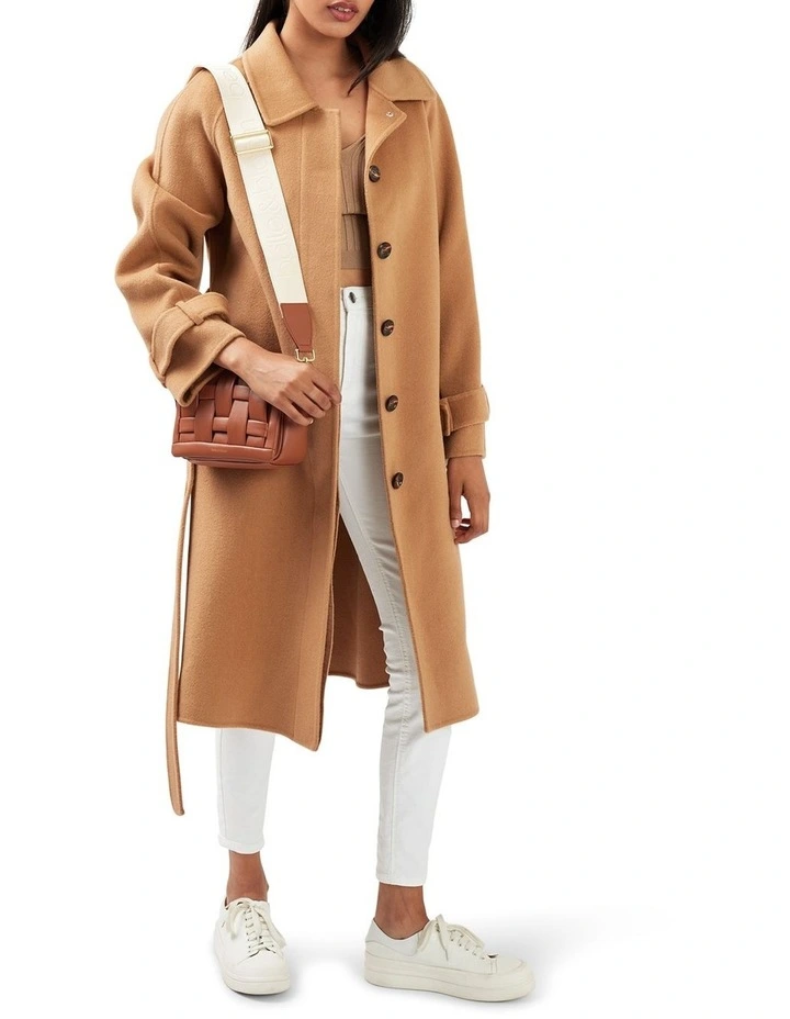 Shore To Shore Belted Wool Coat in Camel image 3
