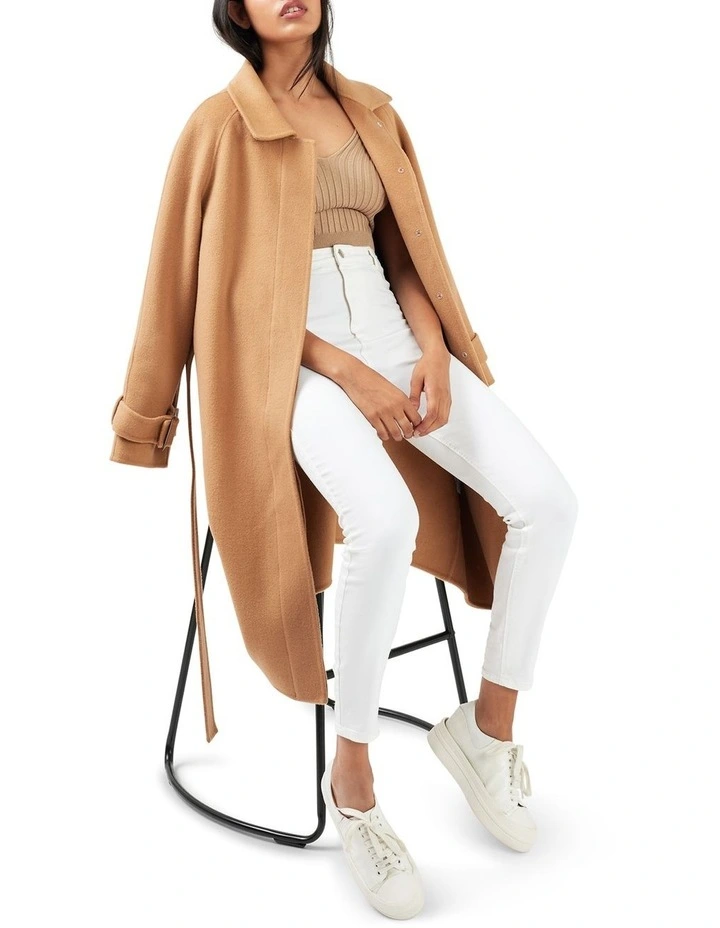 Shore To Shore Belted Wool Coat in Camel image 5