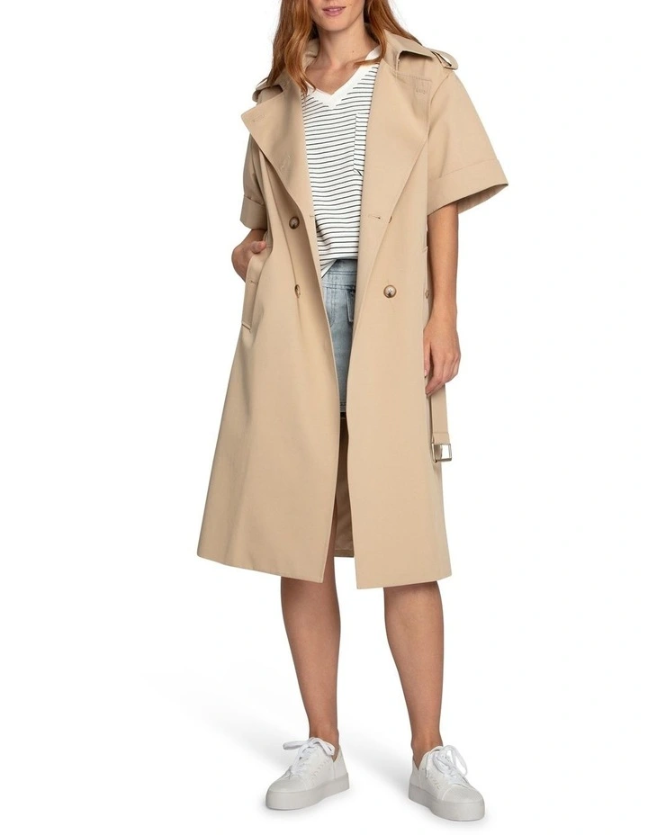 Dust & Daring Short Sleeve Trench Style Dress in Camel image 2
