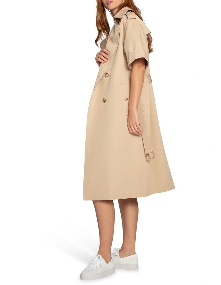 Dust & Daring Short Sleeve Trench Style Dress in Camel image 3