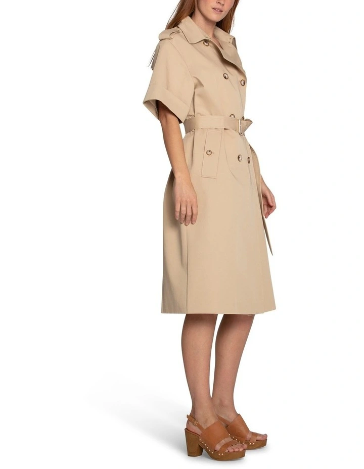 Dust & Daring Short Sleeve Trench Style Dress in Camel image 5