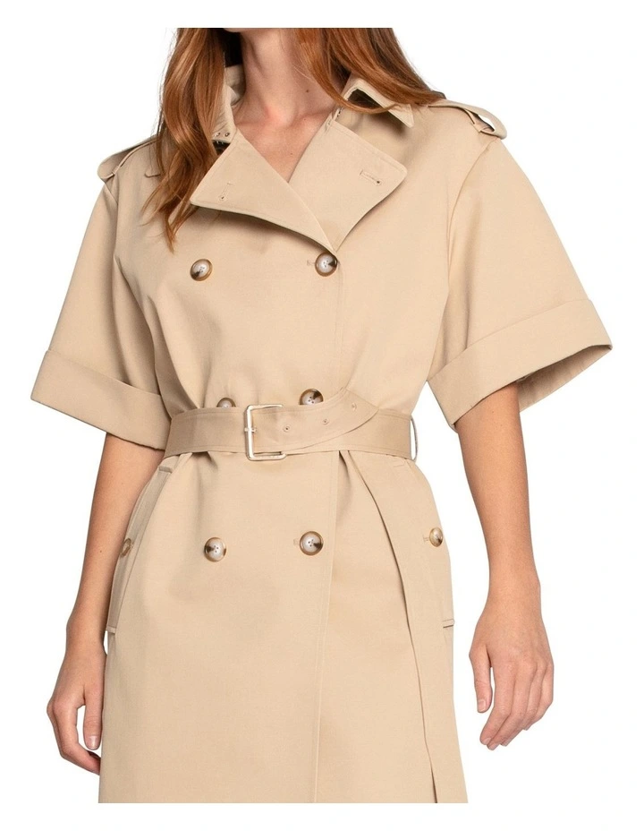 Dust & Daring Short Sleeve Trench Style Dress in Camel image 6