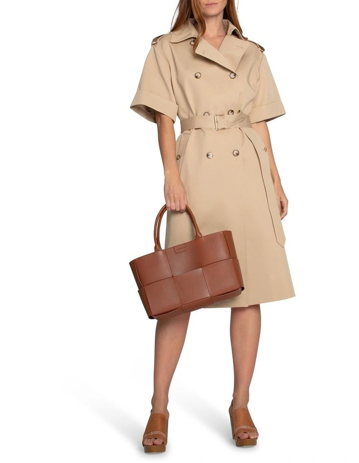 Dust & Daring Short Sleeve Trench Style Dress in Camel image 7