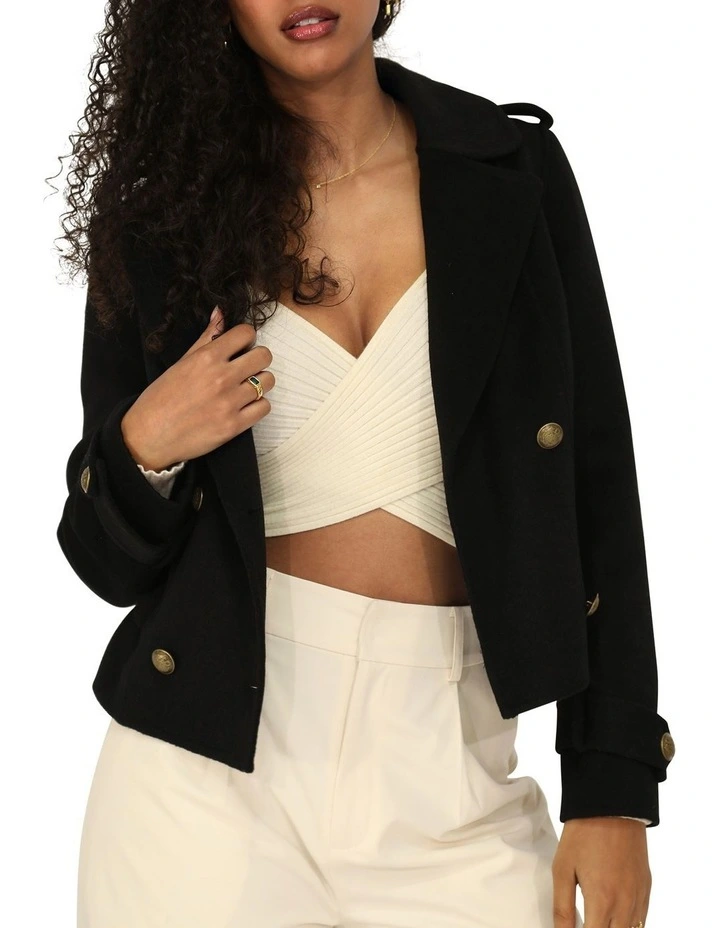 Better Off Military Peacoat in Black image 1