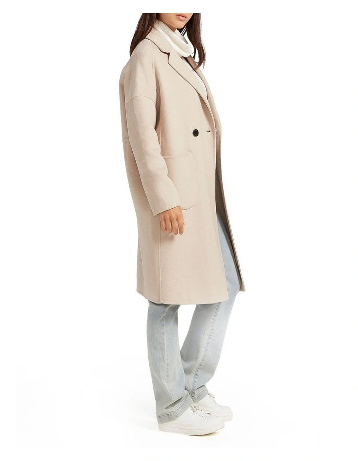 Publisher Double-Breasted Wool Blend Coat in Sand image 2