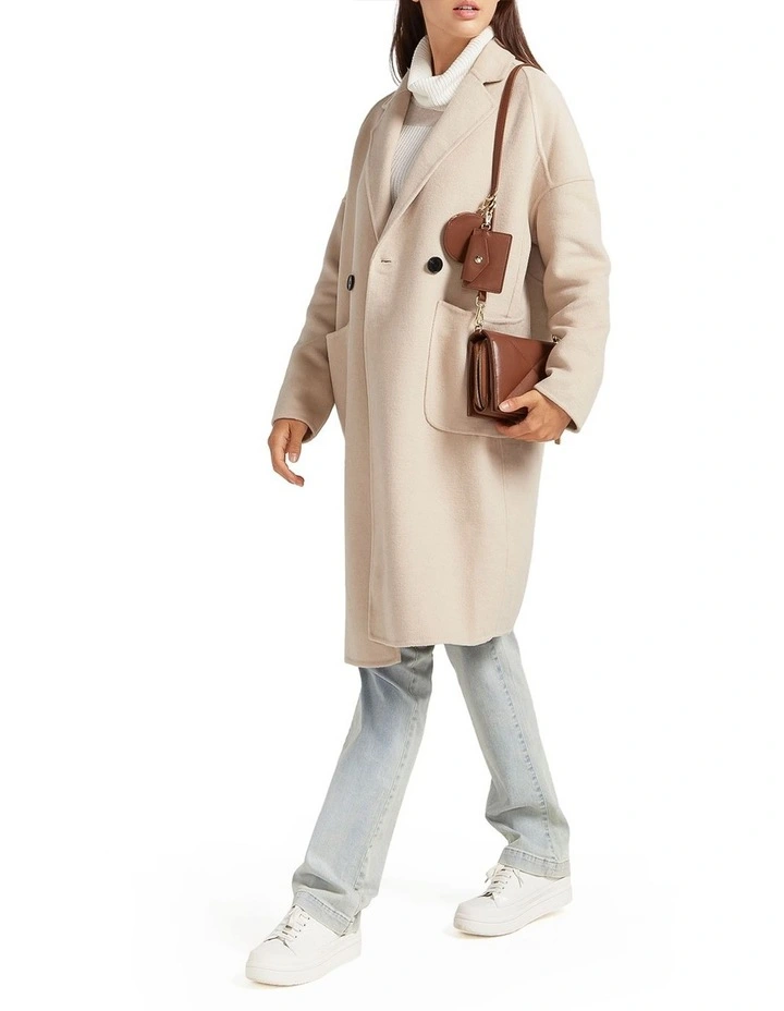 Publisher Double-Breasted Wool Blend Coat in Sand image 4