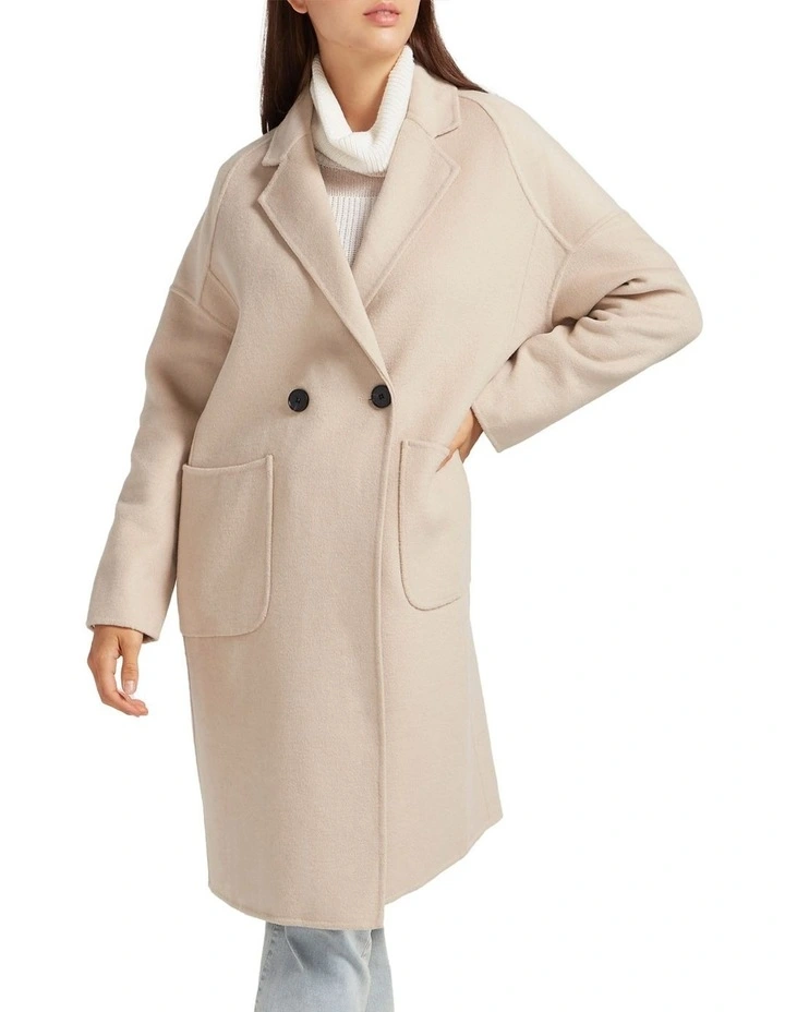 Publisher Double-Breasted Wool Blend Coat in Sand image 5