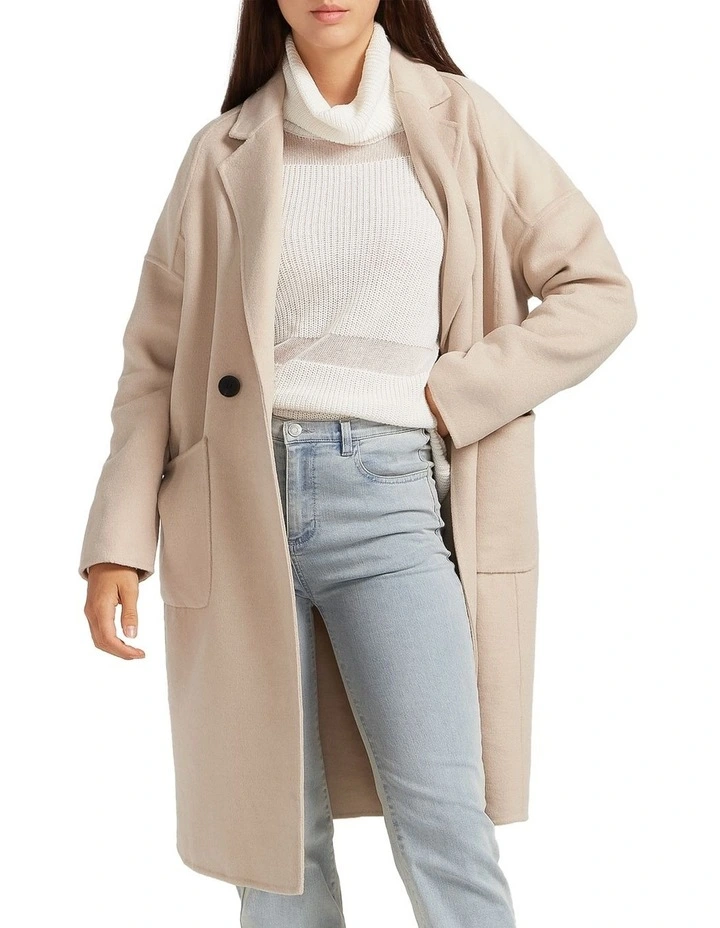 Publisher Double-Breasted Wool Blend Coat in Sand image 6