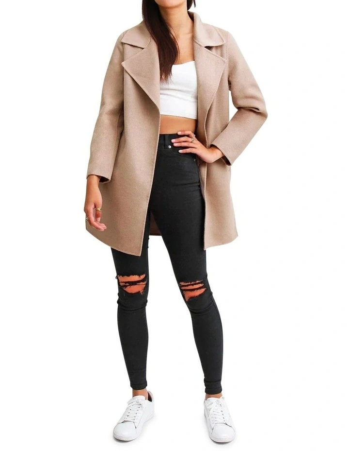 Ex-Boyfriend Wool Blend Oversized Jacket in Sand image 5