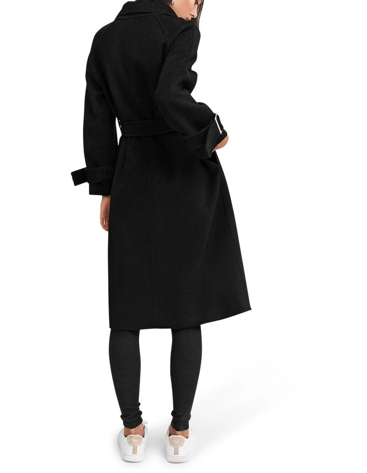 Shore To Shore Belted Wool Coat in Black image 3