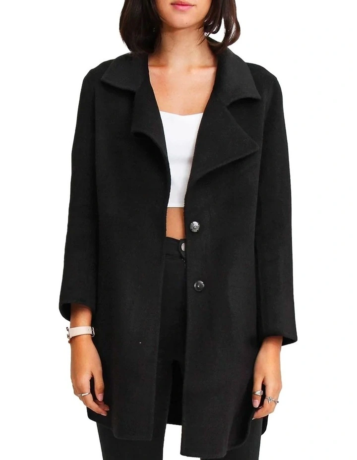 Ex-Boyfriend Wool Blend Oversized Jacket in Black image 1