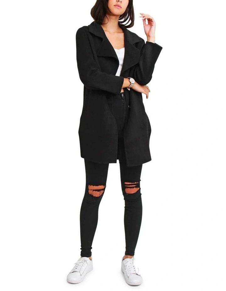 Ex-Boyfriend Wool Blend Oversized Jacket in Black image 4