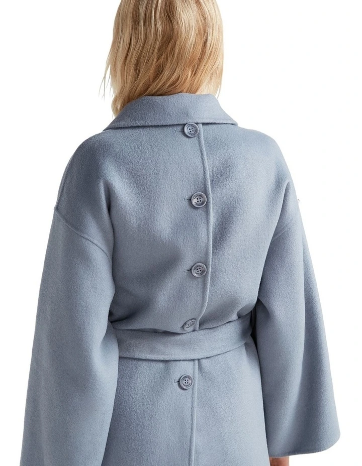Wide Awake Split Hem Overcoat in Denim Blue image 5