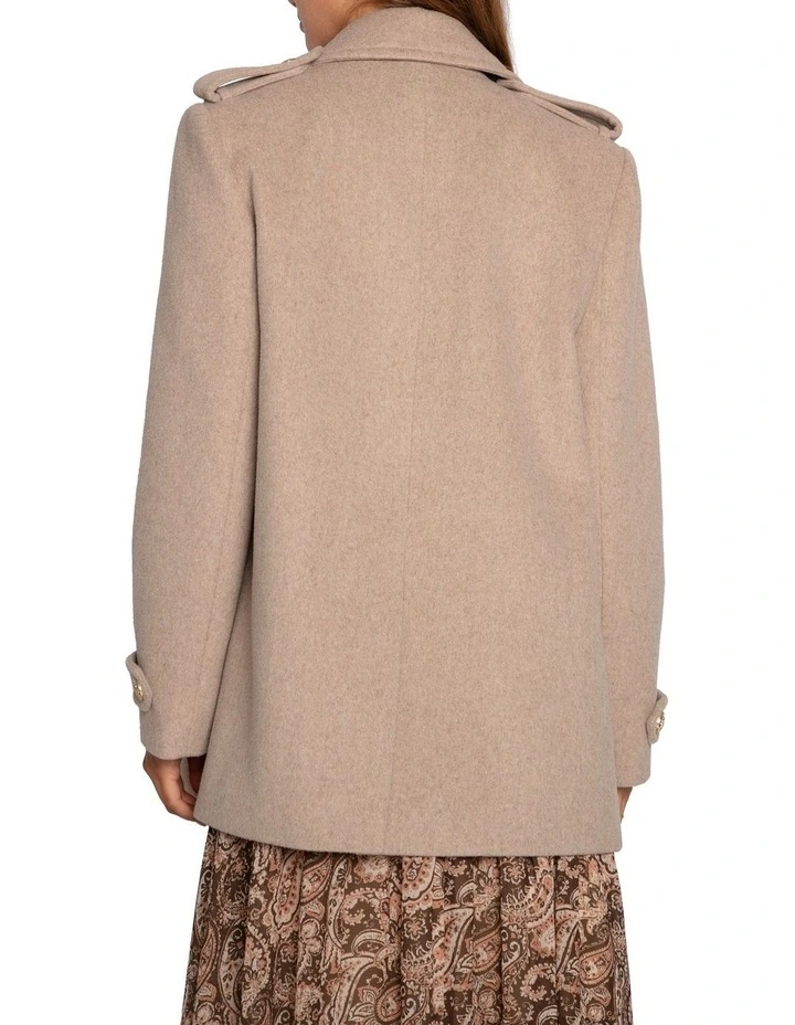 Harbour Military Wool Blend Pea Coat in Oatmeal image 4