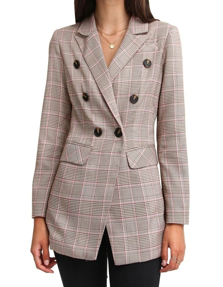 Too Cool For Work Plaid Blazer in Brown image 4