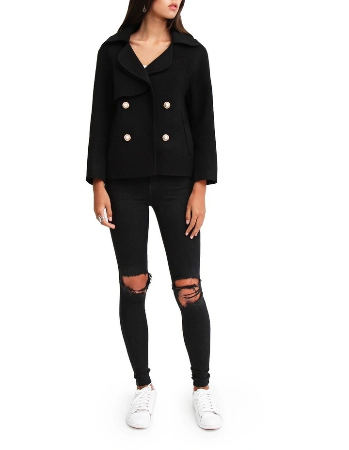 I'm Yours Wool Blend Peacoat in Black image 4