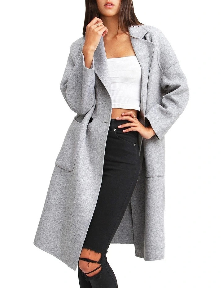 Publisher Double-Breasted Wool Blend Coat in Grey Marle image 1