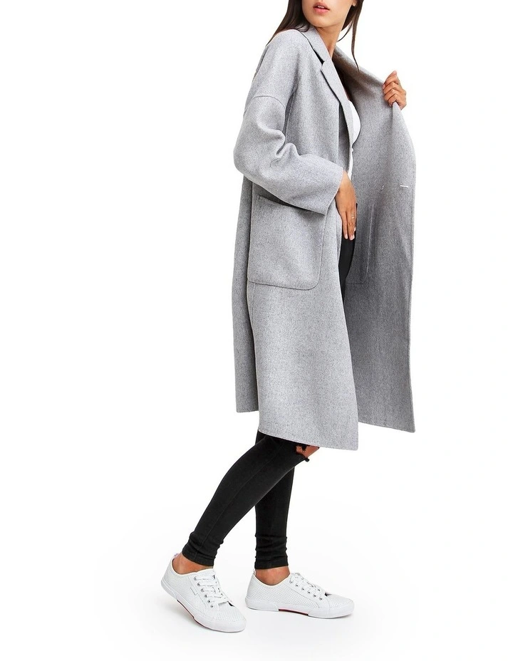 Publisher Double-Breasted Wool Blend Coat in Grey Marle image 2