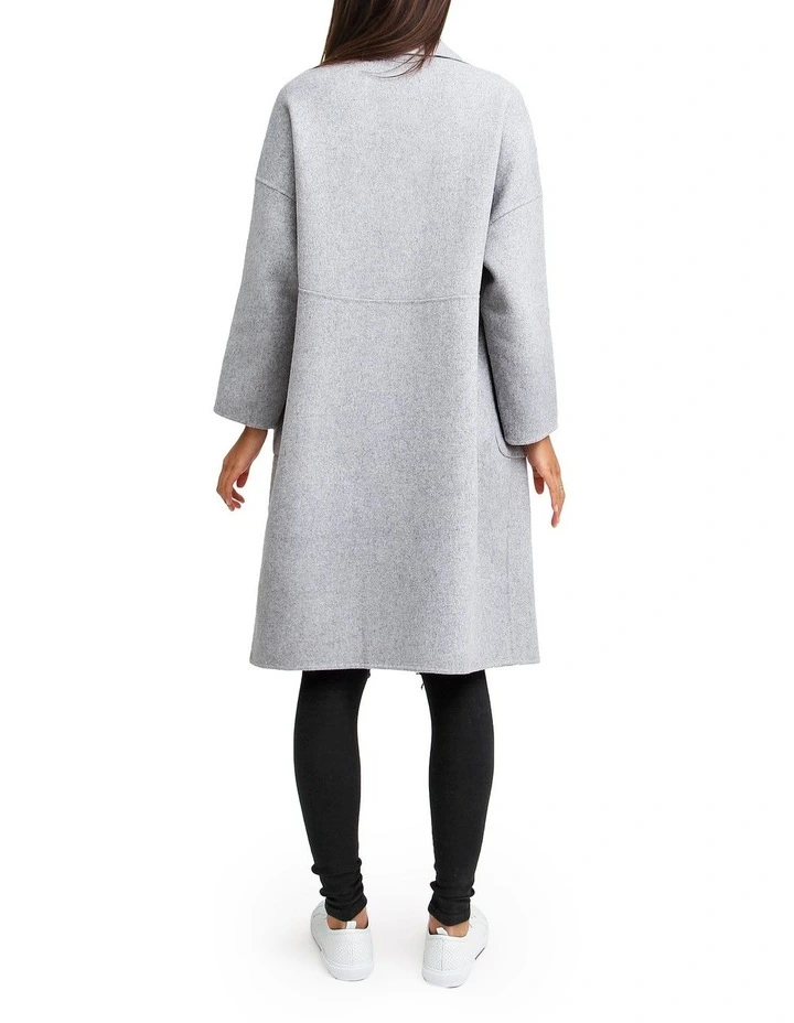 Publisher Double-Breasted Wool Blend Coat in Grey Marle image 4