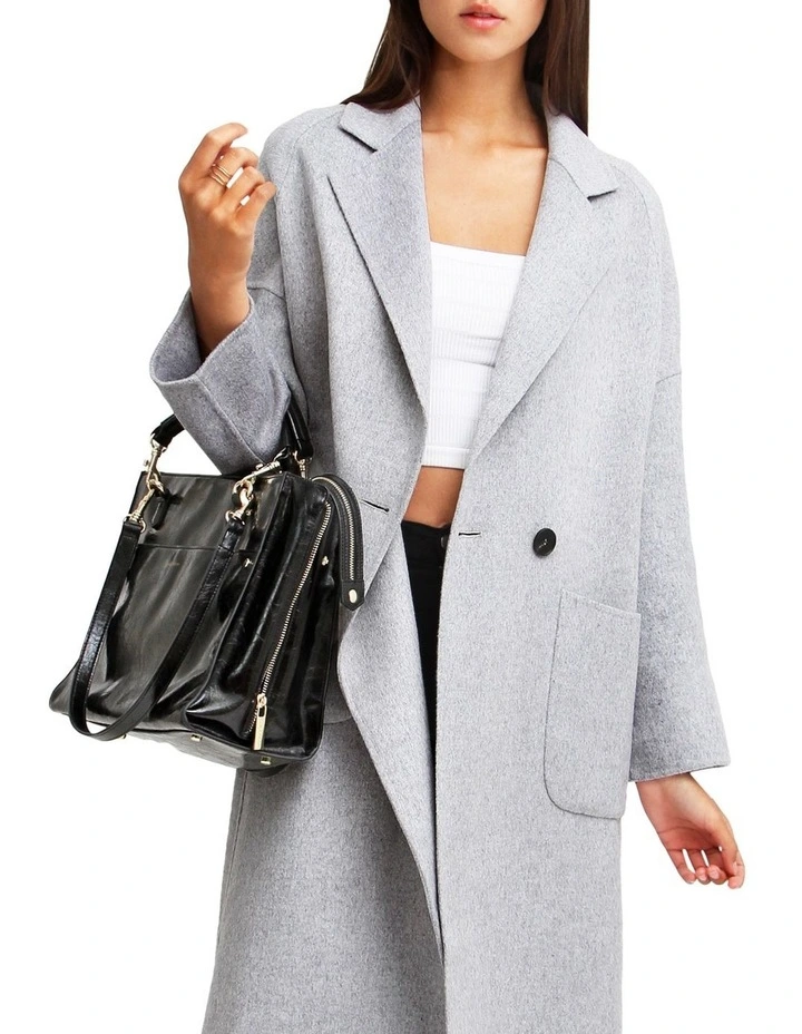 Publisher Double-Breasted Wool Blend Coat in Grey Marle image 5