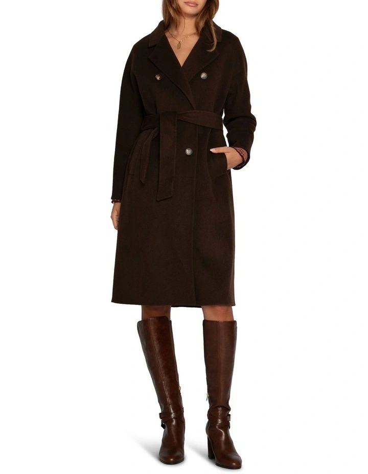Boss Girl Double Breasted Lined Wool Coat in Chocolate image 1