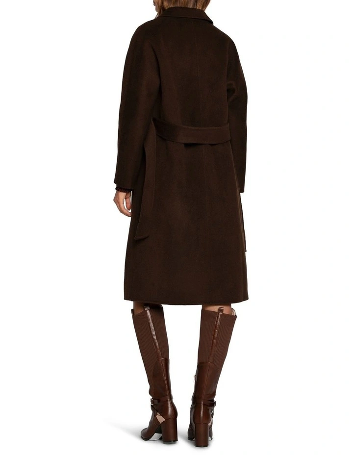 Boss Girl Double Breasted Lined Wool Coat in Chocolate image 4