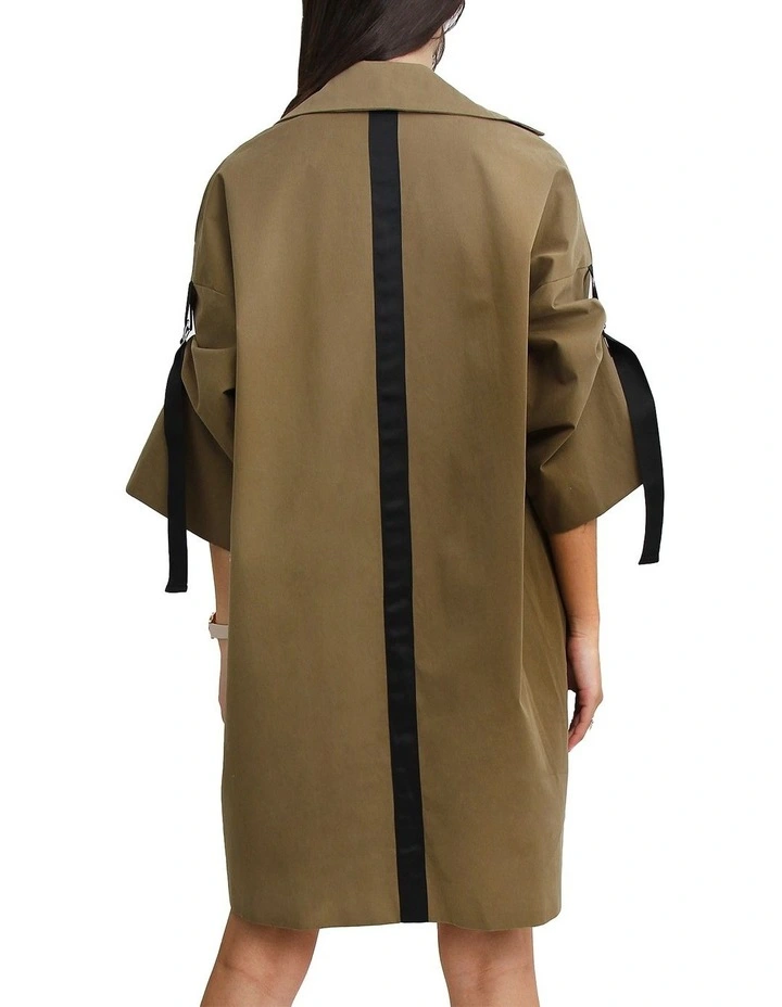 Russian Romance Oversized Trench Coat in Military image 2