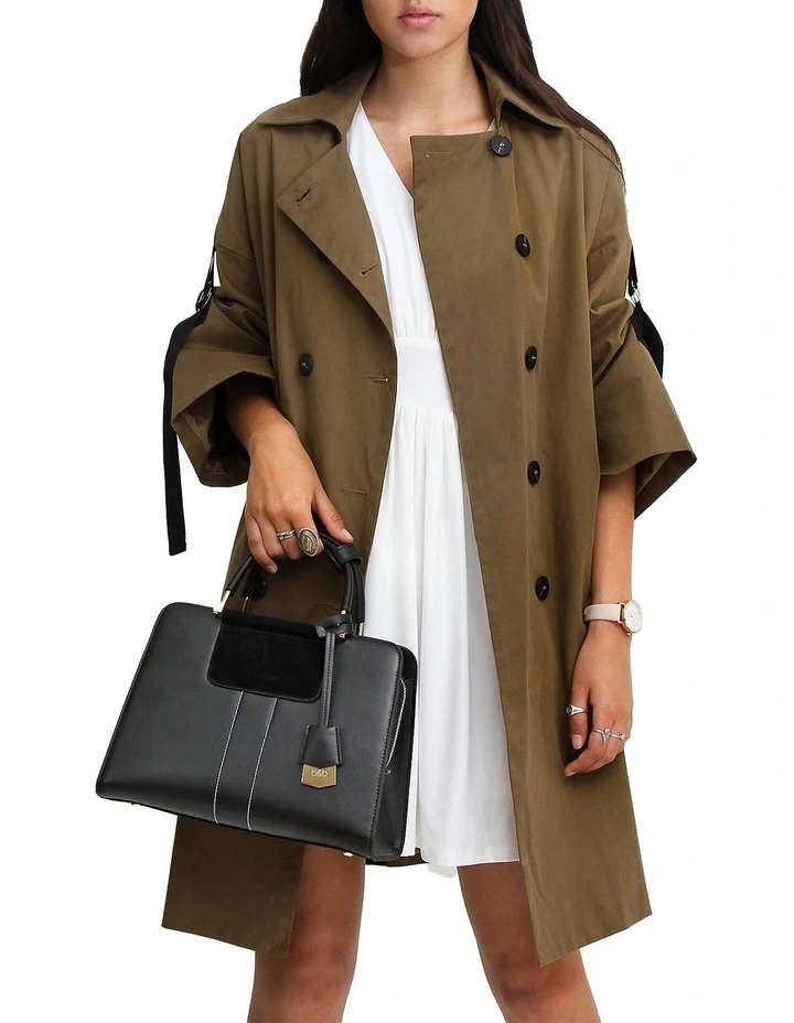 Russian Romance Oversized Trench Coat in Military image 4