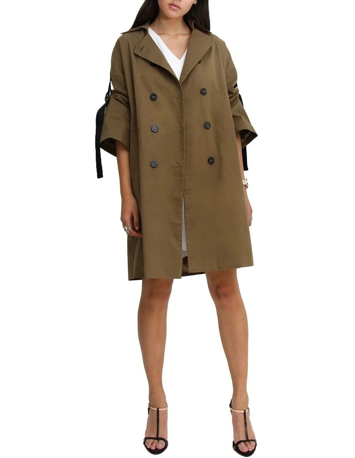 Russian Romance Oversized Trench Coat in Military image 5