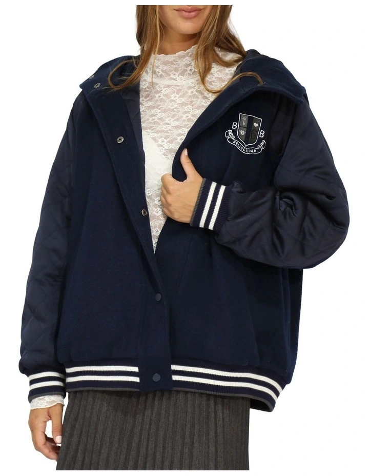 Remix Bomber Varsity Jacket in Navy image 1