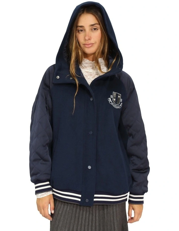 Remix Bomber Varsity Jacket in Navy image 2
