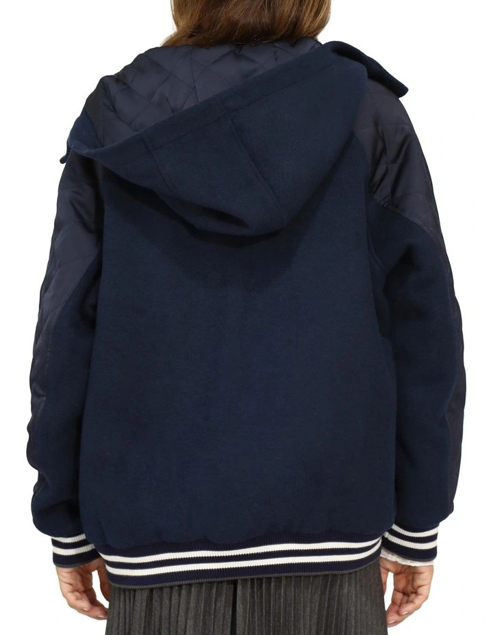 Remix Bomber Varsity Jacket in Navy image 3